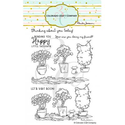 Colorado Craft Company By Anita Jeram Clear Stamps - Topiaries & Kitten